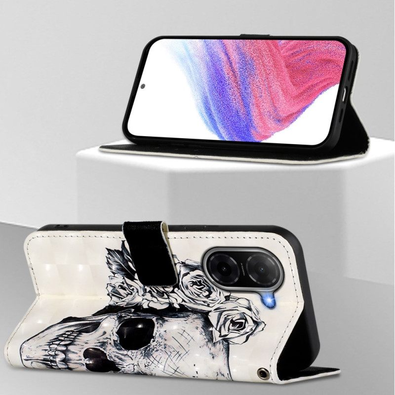 Δερματινη Θηκη Poco C71 Λουλουδάτο Κρανίο Σιλικόνης