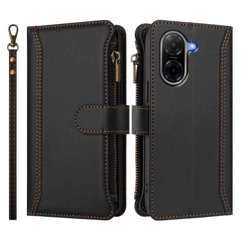 Δερματινη Θηκη Poco C71 Πορτοφόλι Με 9 Υποδοχές Καρτών Και Κορδόνι