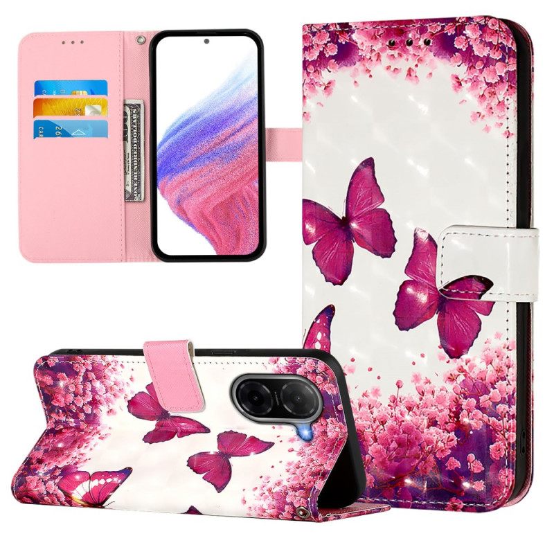 Δερματινη Θηκη Poco C71 Ροζ Πεταλούδες