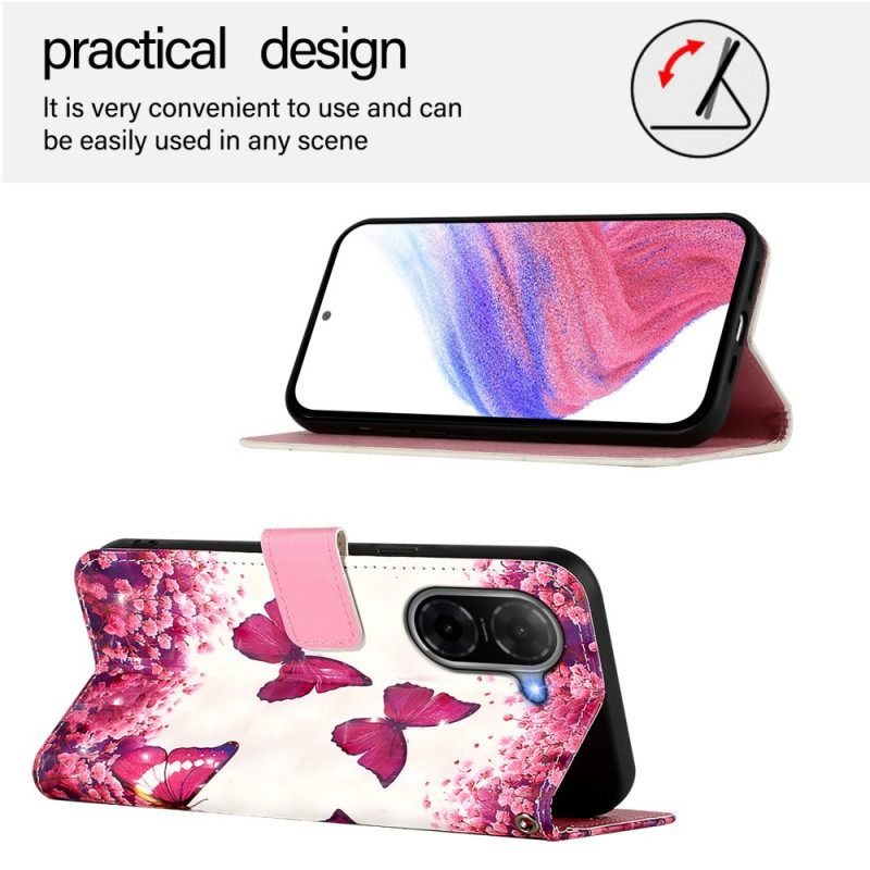 Δερματινη Θηκη Poco C71 Ροζ Πεταλούδες