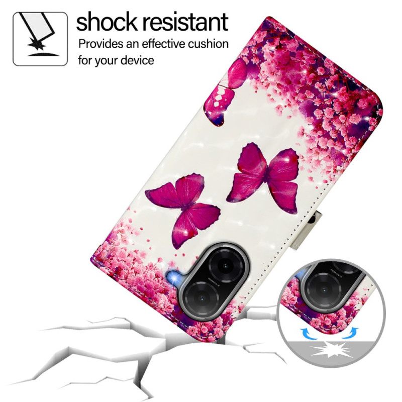 Δερματινη Θηκη Poco C71 Ροζ Πεταλούδες