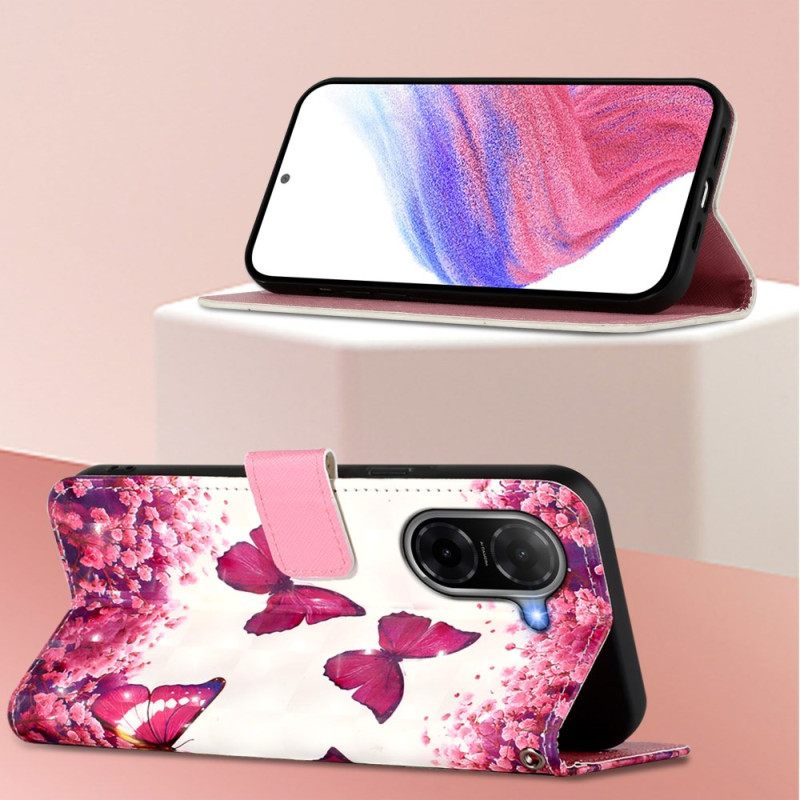 Δερματινη Θηκη Poco C71 Ροζ Πεταλούδες