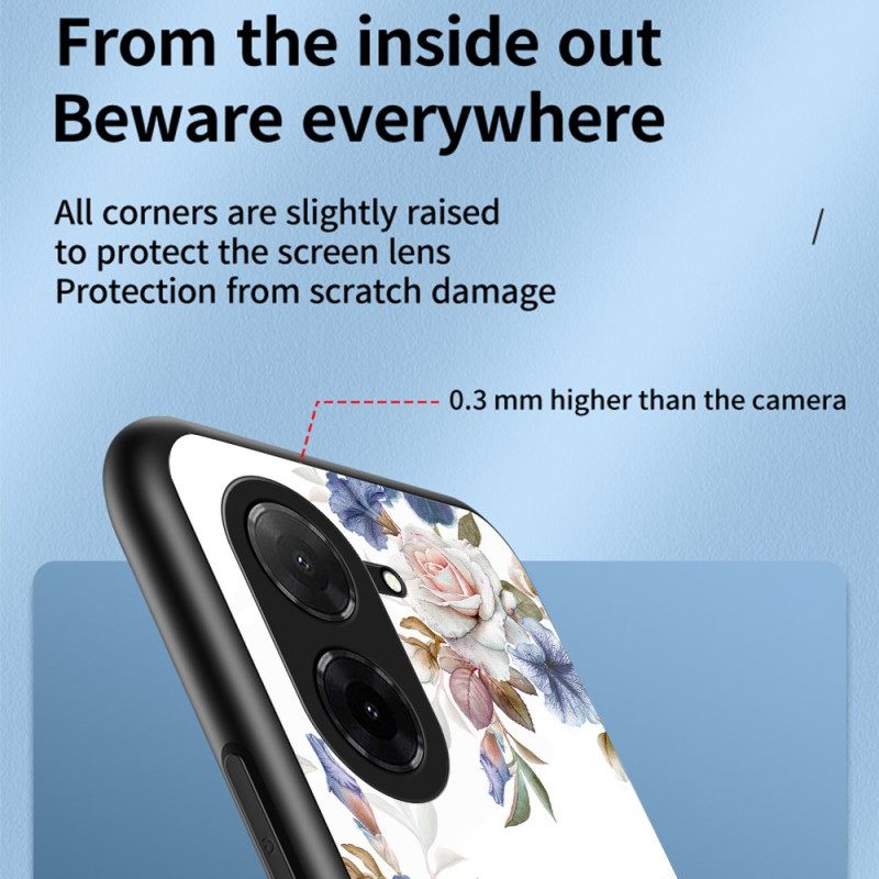 Κάλυμμα Poco C71 Γυαλί Ασφαλείας Με Λουλούδια