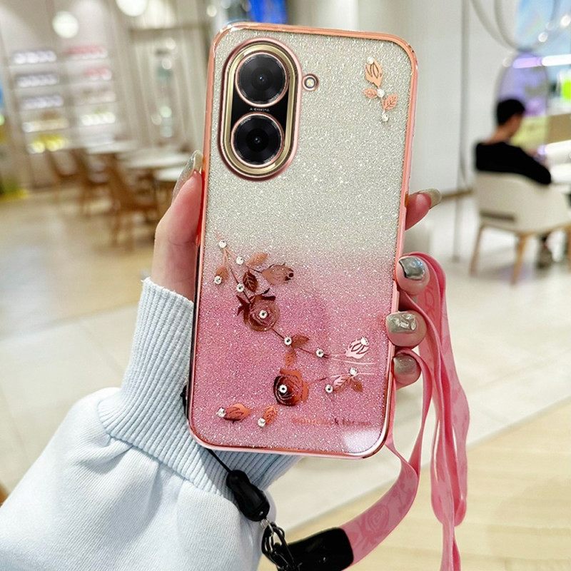 Κάλυμμα Poco C71 Λουλούδια Στρας Και Λουράκια Kadem