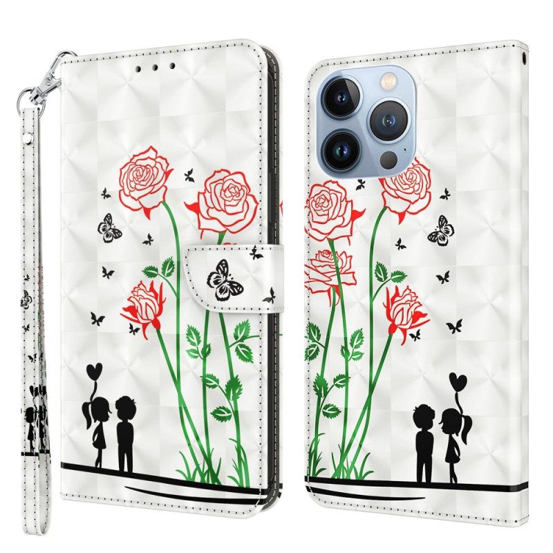 Κάλυμμα iPhone 14 Pro με κορδονι Love Strap Dandelions