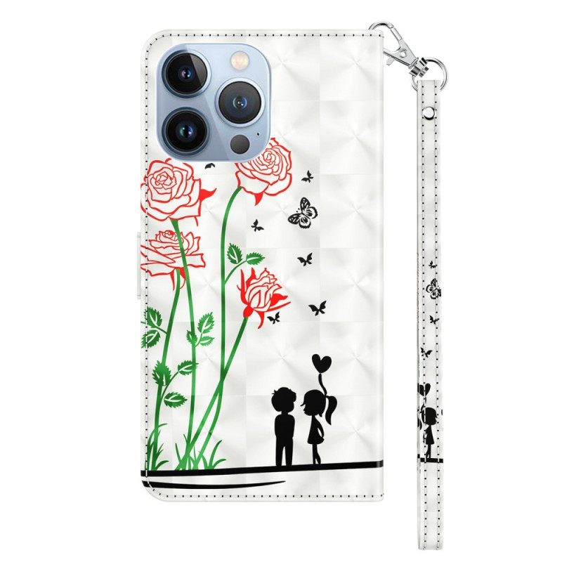 Κάλυμμα iPhone 14 Pro με κορδονι Love Strap Dandelions