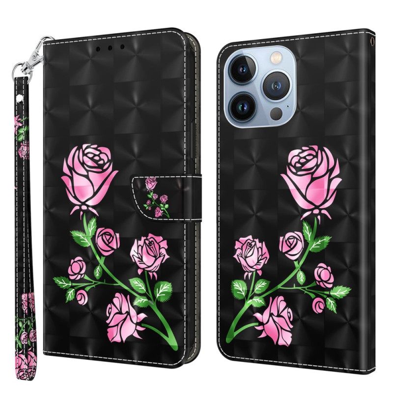 Κάλυμμα iPhone 14 Pro με κορδονι Τριαντάφυλλα Με Λουρί
