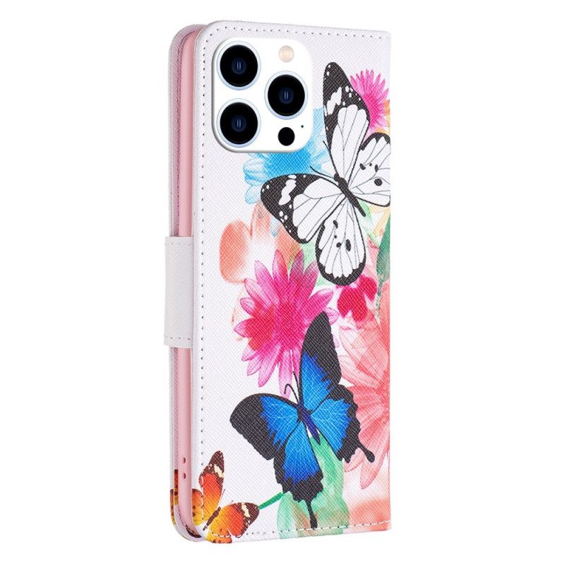 Κάλυμμα iPhone 14 Pro Πεταλούδες Με Ακουαρέλα