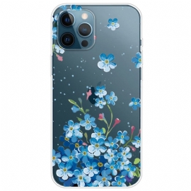 Θήκη iPhone 14 Pro Διαφανή Μπλε Λουλούδια