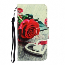 δερματινη θηκη Samsung Galaxy S20 Plus / S20 Plus 5G με κορδονι Ρομαντικό Τριαντάφυλλο Με Λουράκι