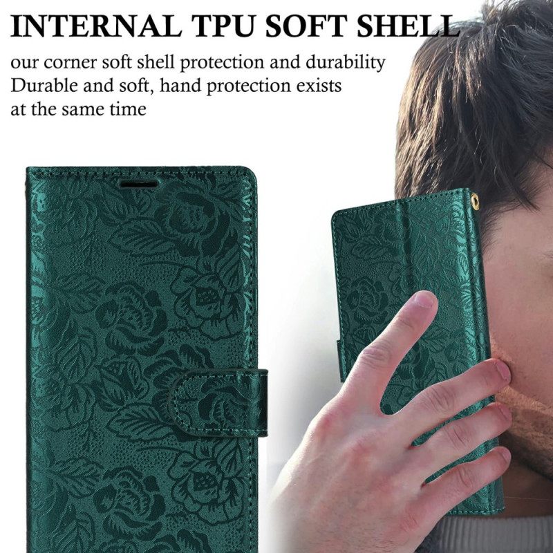 Δερματινη Θηκη Samsung Galaxy S25 5g Κορδόνι Με Φλοράλ Σχέδια