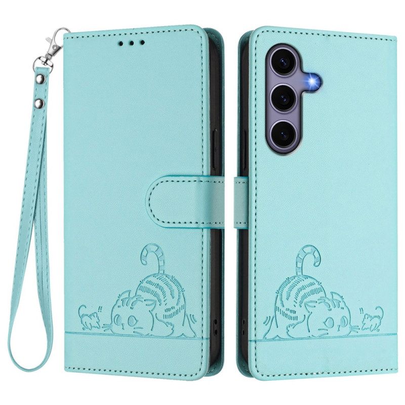 Δερματινη Θηκη Samsung Galaxy S25 5g Σκηνή Γάτας Με Προστασία Rfid