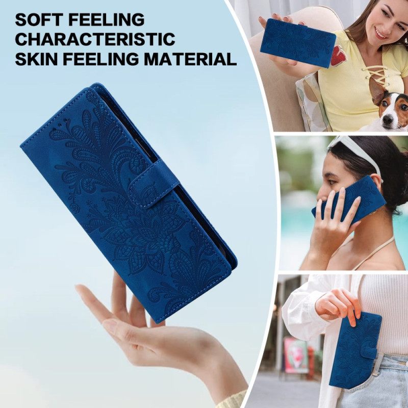 Δερματινη Θηκη Samsung Galaxy S25 5g Σχέδιο Με Δαντέλα Σε Σχήμα Λουλουδιού Σιλικόνης