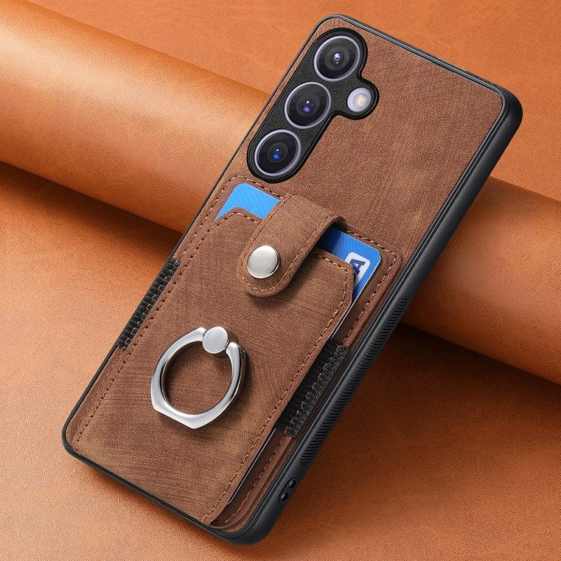 Κάλυμμα Samsung Galaxy S25 5g Θήκη Για Κάρτες Και Δαχτυλίδι Με Δερμάτινο Εφέ