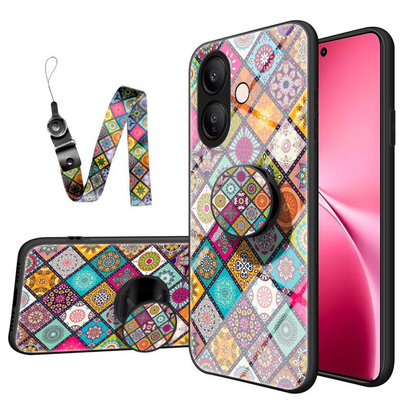 Κάλυμμα Vivo V60 Lite Βάση Δαχτυλιδιών Και Κορδόνι Patchwork