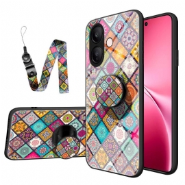 Κάλυμμα Vivo V60 Lite Βάση Δαχτυλιδιών Και Κορδόνι Patchwork