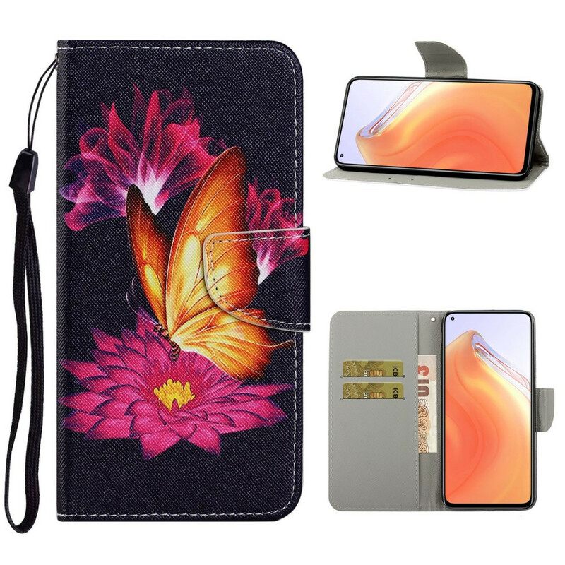 δερματινη θηκη Xiaomi Mi 10T / 10T Pro Πεταλούδα Και Λωτός
