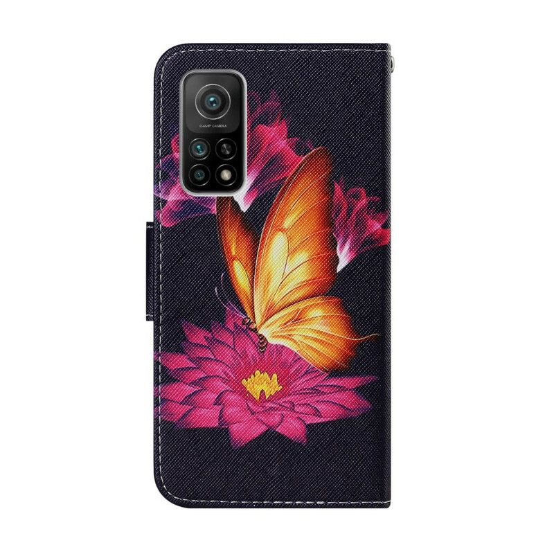 δερματινη θηκη Xiaomi Mi 10T / 10T Pro Πεταλούδα Και Λωτός