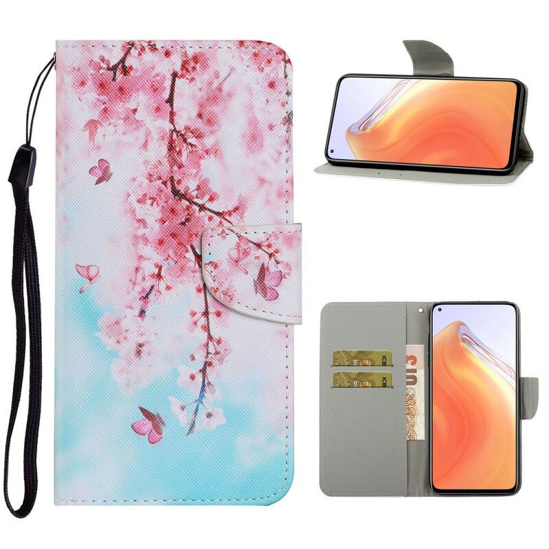 Κάλυμμα Xiaomi Mi 10T / 10T Pro με κορδονι Κόκκινα Κλαδιά Με Λουράκι