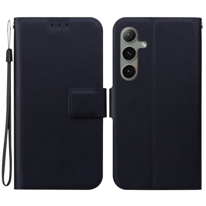 Δερματινη Θηκη Samsung Galaxy S25 Plus 5g Απλό Δερμάτινο Εφέ Με Λουρί Σιλικόνης