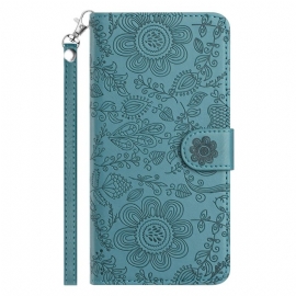 Δερματινη Θηκη Samsung Galaxy S25 Plus 5g Φλοράλ Εκτύπωση Με Λουράκι