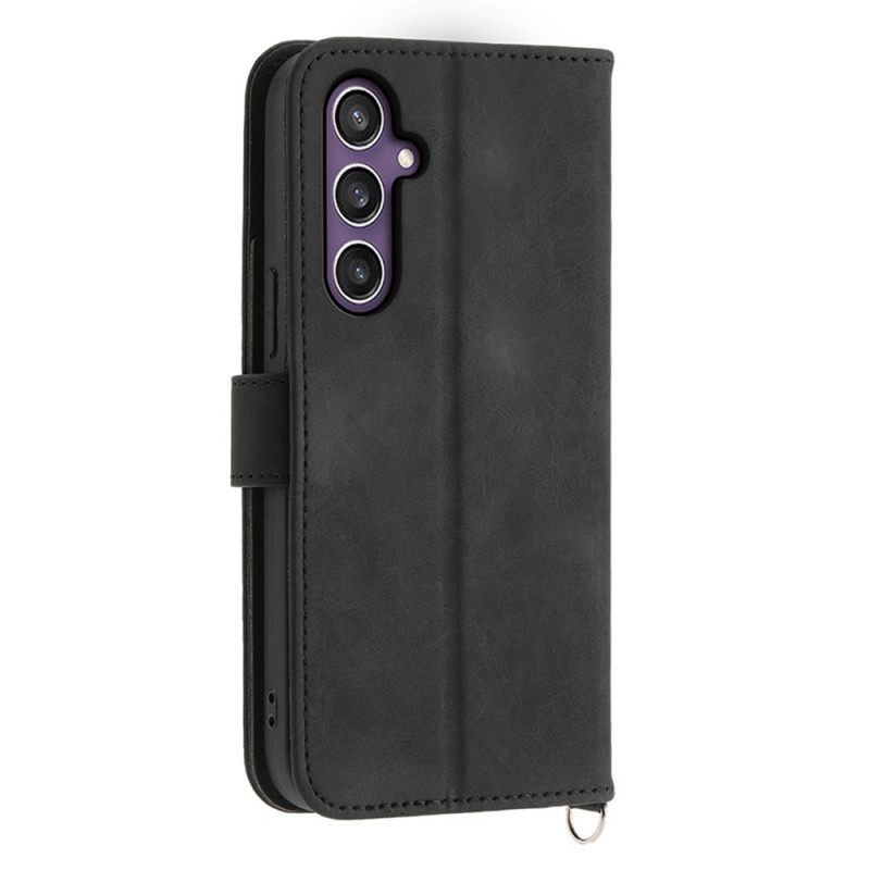 Δερματινη Θηκη Samsung Galaxy S25 Plus 5g Λουλουδάτο Σχέδιο Και Λουριά