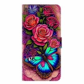 Δερματινη Θηκη Samsung Galaxy S25 Plus 5g Μπλε Πεταλούδα