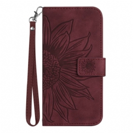 Δερματινη Θηκη Samsung Galaxy S25 Plus 5g Στάμπα Ηλίανθου Με Λουρί