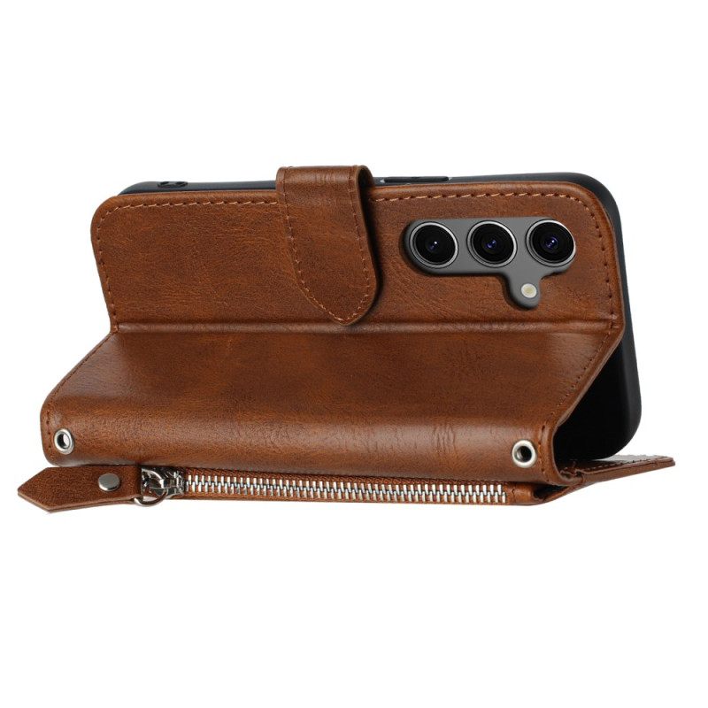 Δερματινη Θηκη Samsung Galaxy S25 Plus 5g Τσέπη Με Φερμουάρ Και Λουρί Ώμου