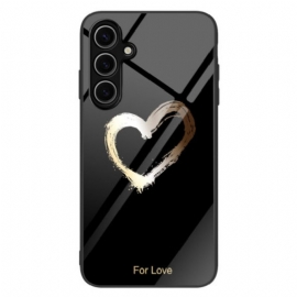 Κάλυμμα Samsung Galaxy S25 Plus 5g Σκληρυμένο Γυαλί Με Χρυσή Καρδιά Σε Μαύρο Φόντο