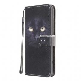 Κάλυμμα Samsung Galaxy M32 με κορδονι Μαύρα Γατίσια Μάτια Με Λουράκι
