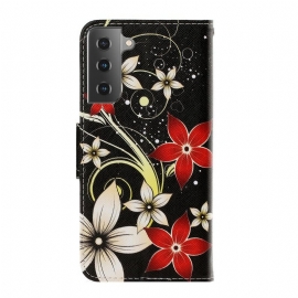 Κάλυμμα Samsung Galaxy S21 Plus 5G με κορδονι Πολύχρωμα Λουλούδια