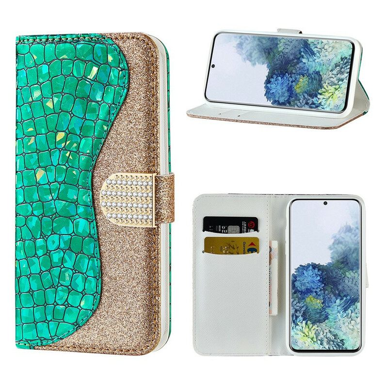 Θήκη Flip Samsung Galaxy S21 Plus 5G Crocodile Diamonds