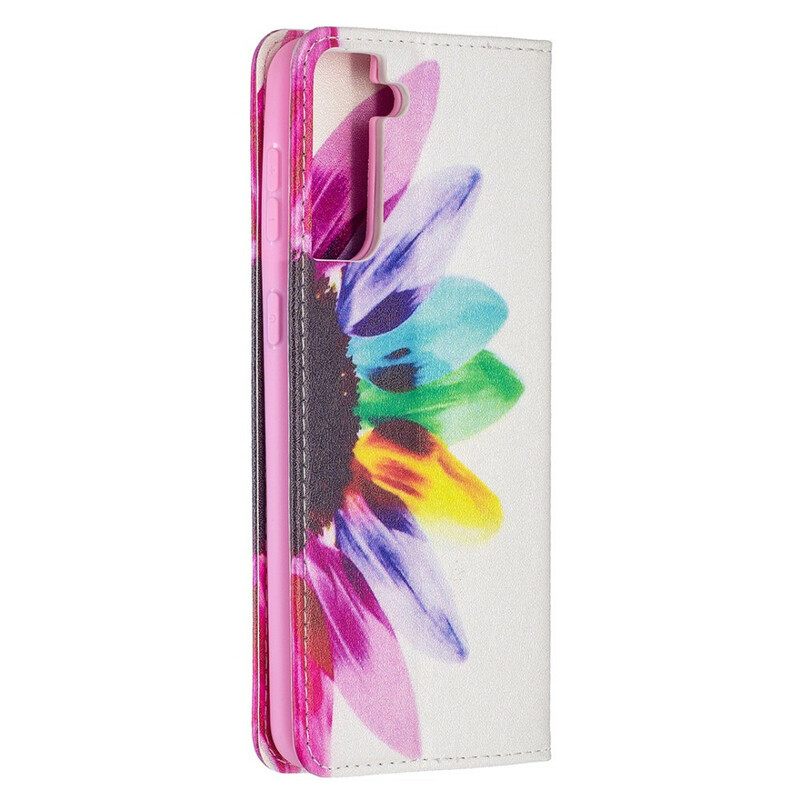 θηκη κινητου Samsung Galaxy S21 Plus 5G Θήκη Flip Λουλούδι Ακουαρέλας
