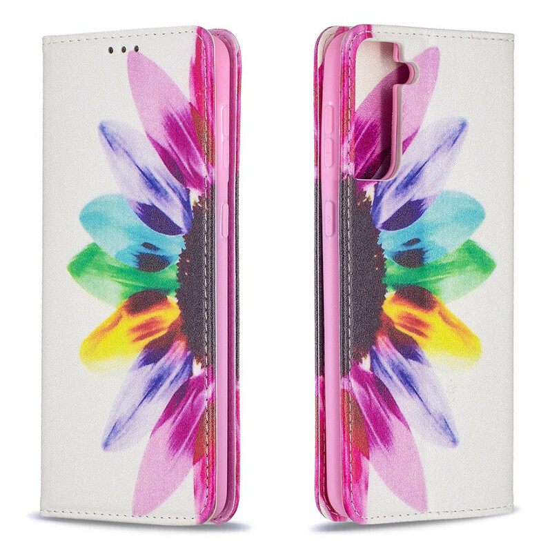 θηκη κινητου Samsung Galaxy S21 Plus 5G Θήκη Flip Λουλούδι Ακουαρέλας