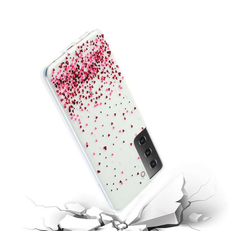 Θήκη Samsung Galaxy S21 Plus 5G Διαφανείς Πολλαπλές Κόκκινες Καρδιές