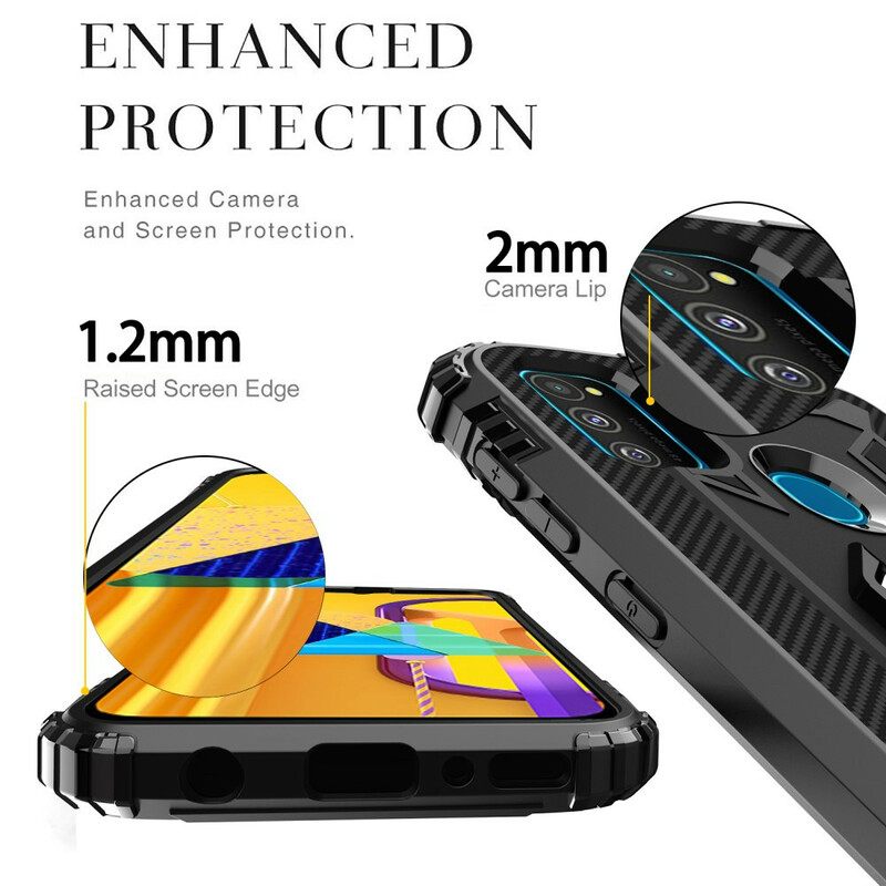 Θήκη Samsung Galaxy M21 Δαχτυλίδι Και Ίνες Άνθρακα
