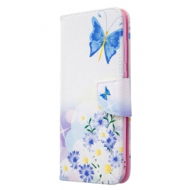 Θήκη Flip Samsung Galaxy M11 Ζωγραφισμένες Πεταλούδες Και Λουλούδια