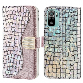 Θήκη Flip Poco M5s Crocodile Diamonds