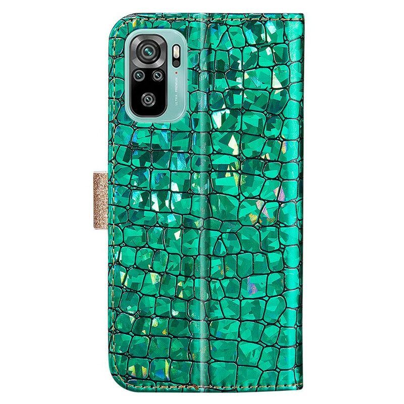 Θήκη Flip Poco M5s Crocodile Diamonds