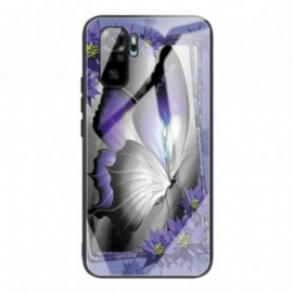 Θήκη Poco M5s Μωβ Butterfly Tempered Glass