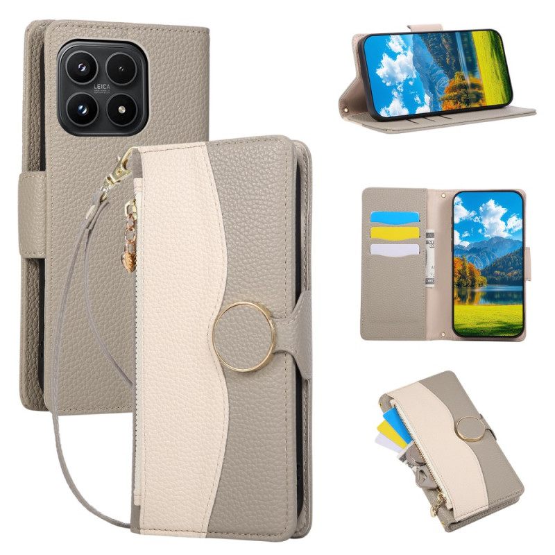 Δερματινη Θηκη Xiaomi 17 Δίχρωμο Πορτοφόλι Με Λουράκι Καρπού