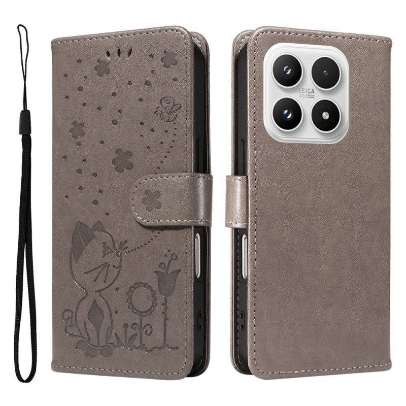 Δερματινη Θηκη Xiaomi 17 Γάτα Και Μέλισσα