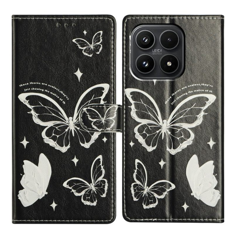 Δερματινη Θηκη Xiaomi 17 Μαύρες Και Άσπρες Πεταλούδες