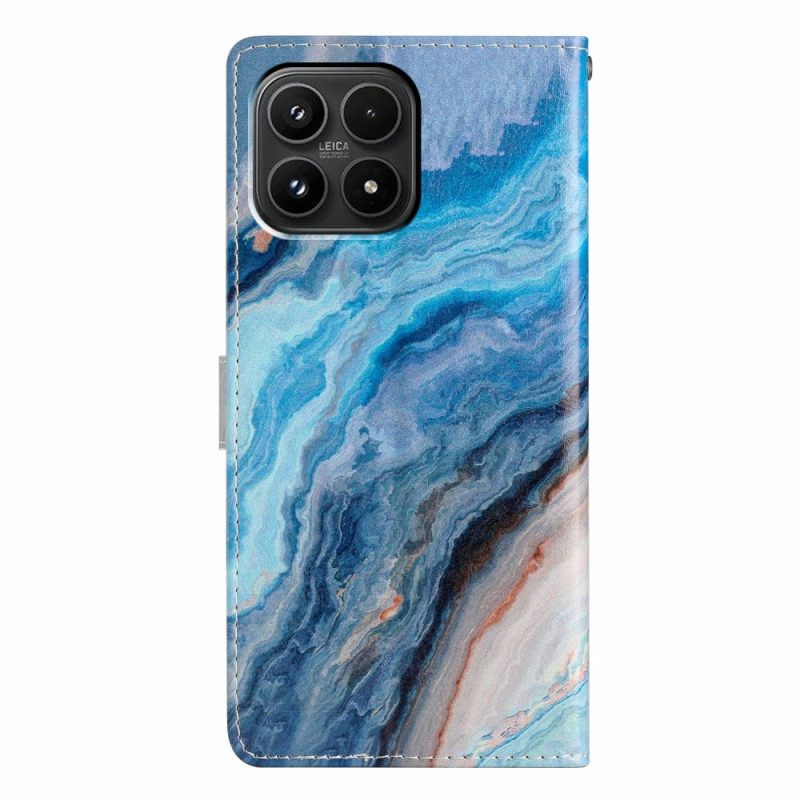 Δερματινη Θηκη Xiaomi 17 Μπλε Μάρμαρο