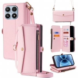 Δερματινη Θηκη Xiaomi 17 Πορτοφόλι Με Λουράκι Ώμου Και Κορδόνι Σιλικόνης