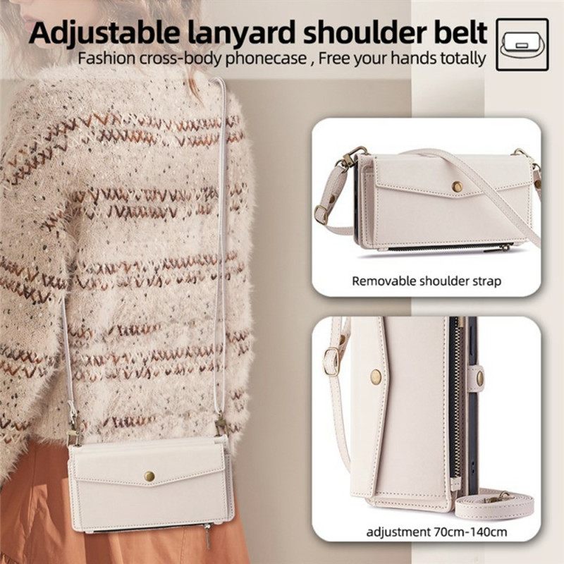 Δερματινη Θηκη Xiaomi 17 Πορτοφόλι Με Λουράκι Ώμου Και Κορδόνι Σιλικόνης