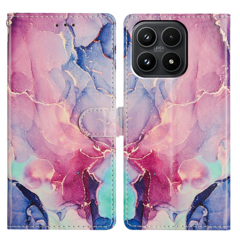 Δερματινη Θηκη Xiaomi 17 Πράσινο Και Ροζ Μάρμαρο