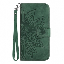 Δερματινη Θηκη Xiaomi 17 Στάμπα Ηλίανθου Με Λουράκι