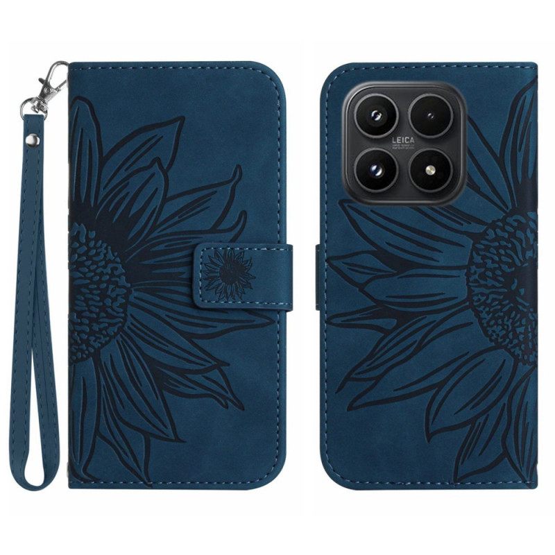 Δερματινη Θηκη Xiaomi 17 Στάμπα Ηλίανθου Με Λουράκι